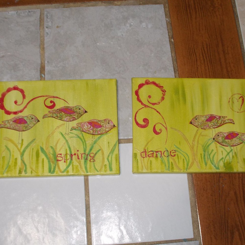 Two fine art acrylic fun paintings 8"x10"